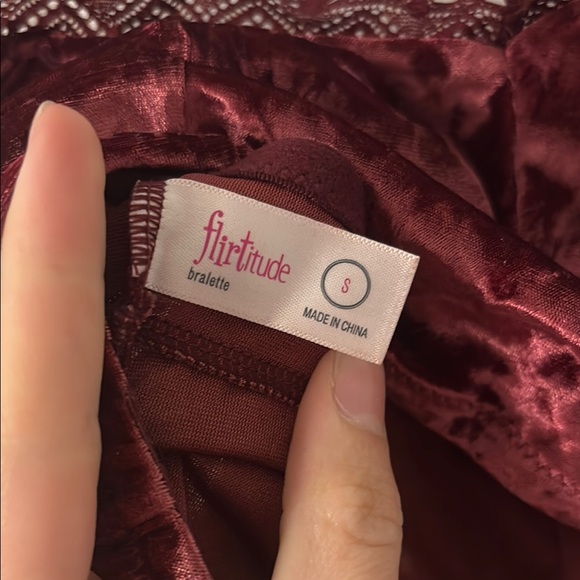 Flirtitude Velvet Bralette in Deep Burgundy - Picture 2 of 10